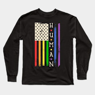 Human Rainbow Flag - LGBT Kindness Love Equality Gay Pride Long Sleeve T-Shirt